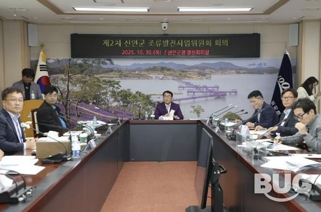 지난 10월 30일, 신안군청 영상회의실에서 열린 ‘제2차 신안군 조류발전사업위원회’회의 모습